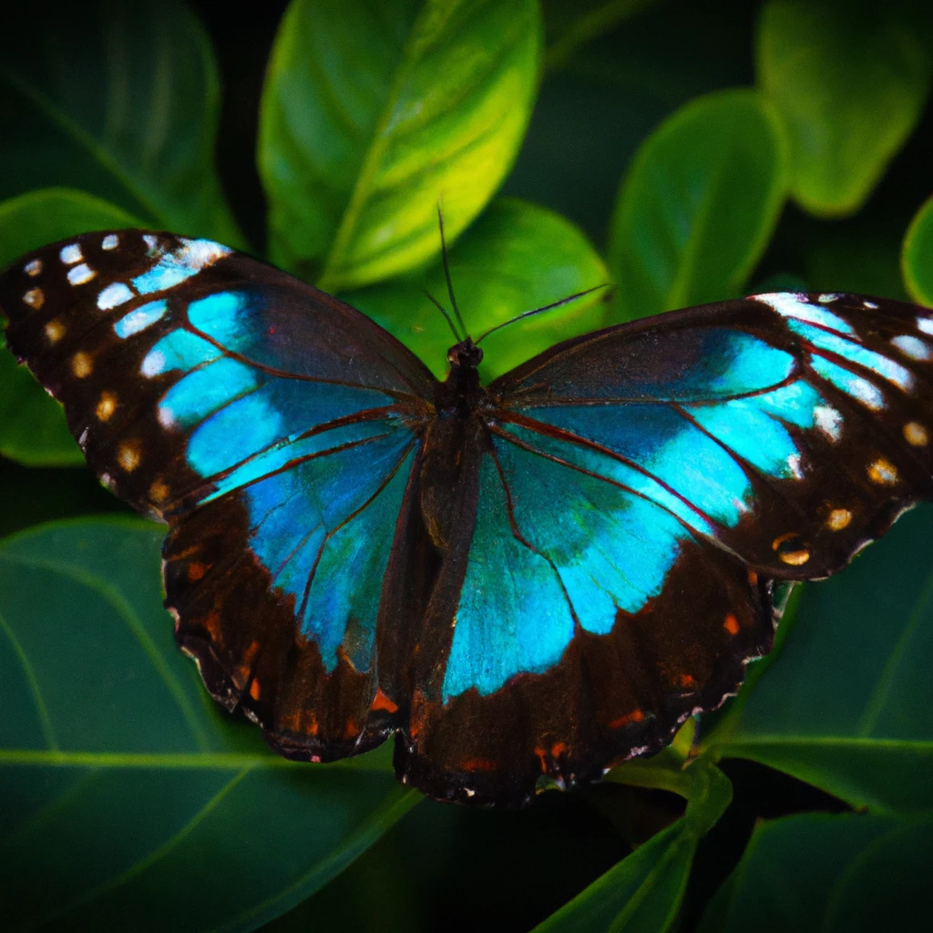 Un papillon bleu du jardin des papillons